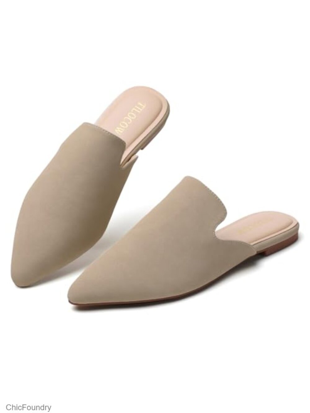 Pointed Toe Mules Slip On Backless Flats Women Office Shoes